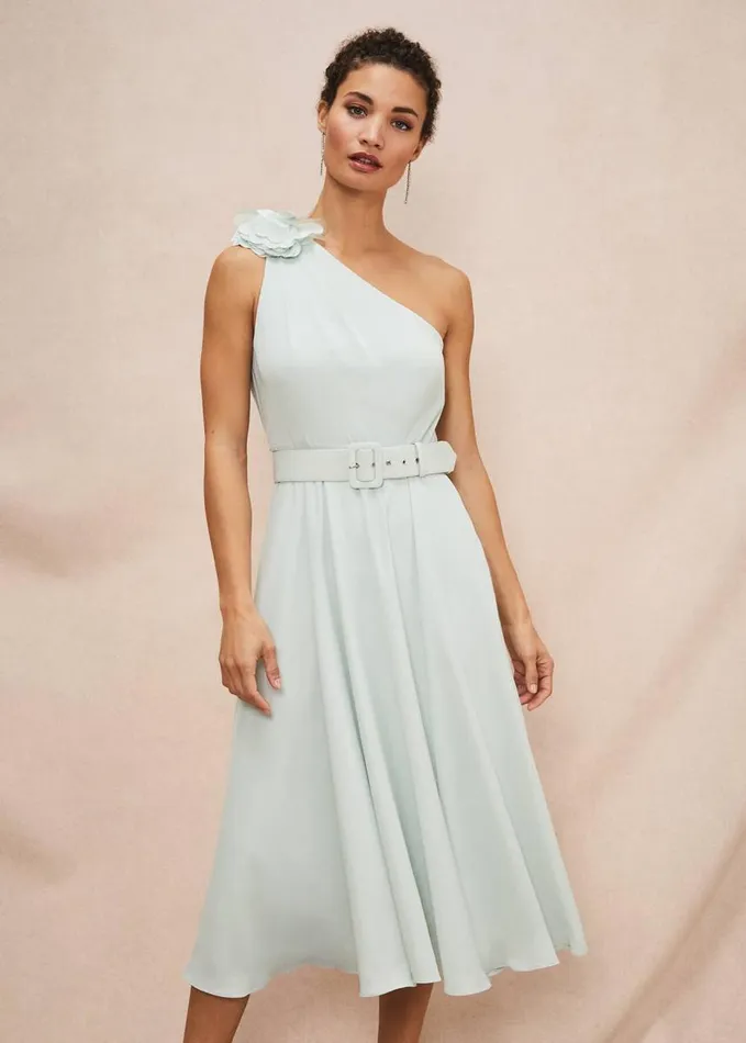 Phase Eight Kiki One Shoulder Midi Dress Eau De Nil Women Dresses