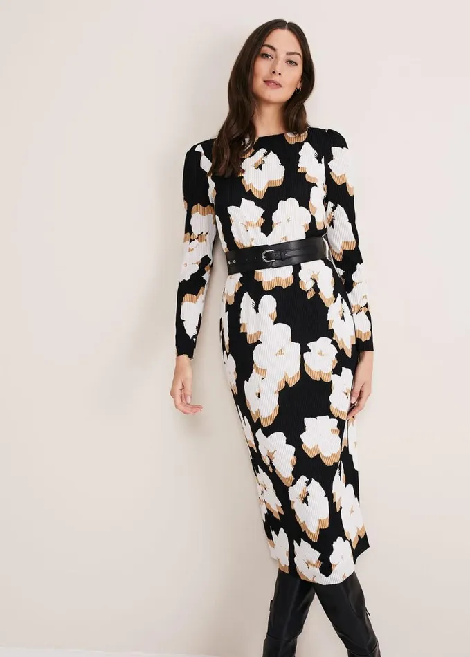 Phase Eight Kinzlee Printed Jersey Dress Blackivory Women Dresses