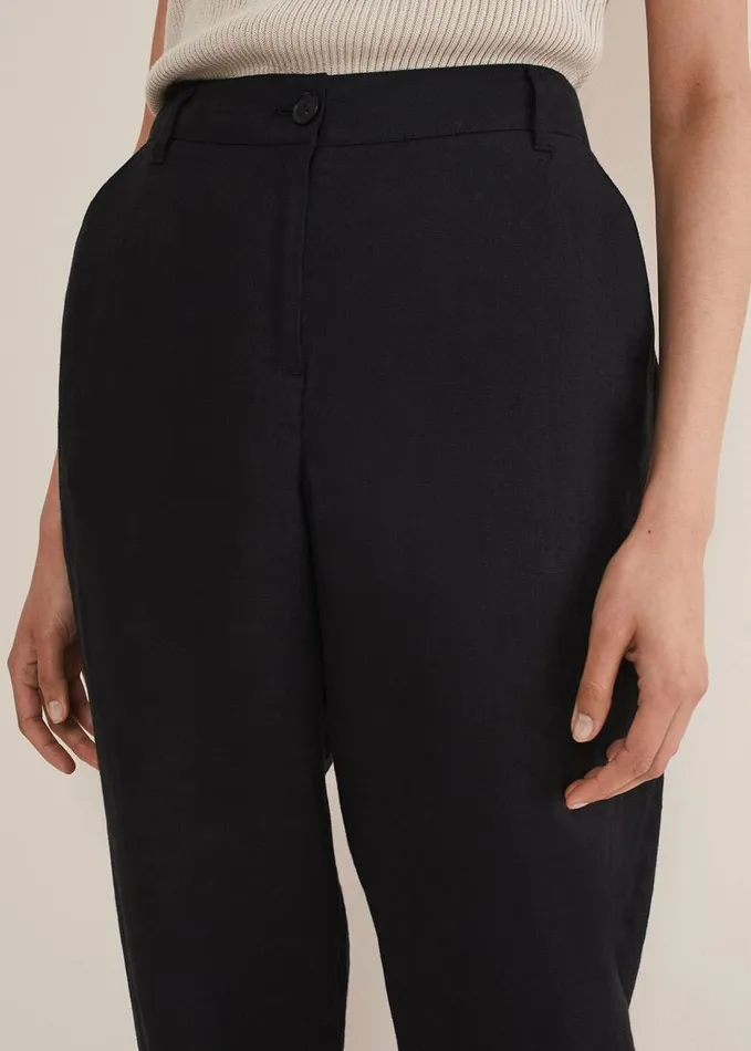 Phase Eight Klarra Black Linen Tapered Trousers Black Women Trousers