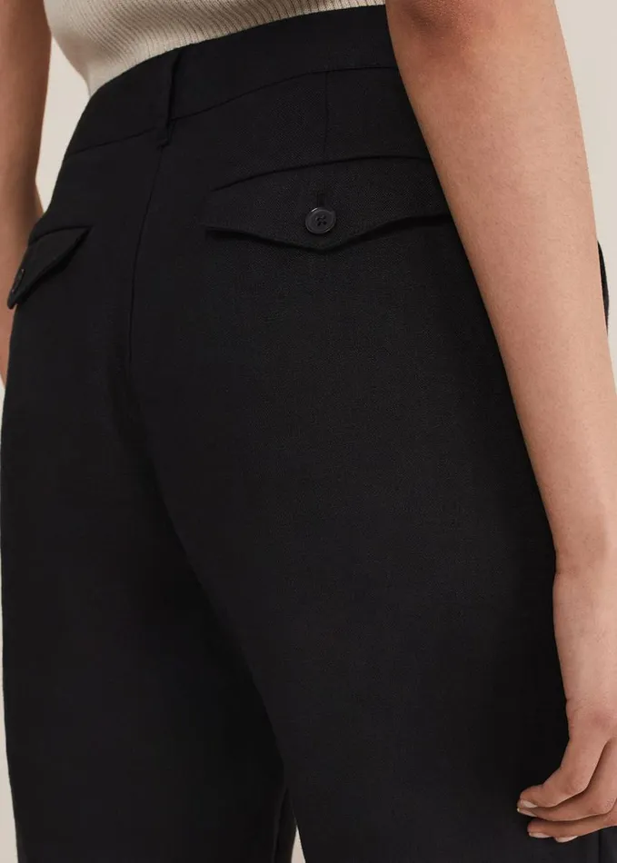 Phase Eight Klarra Black Linen Tapered Trousers Black Women Trousers