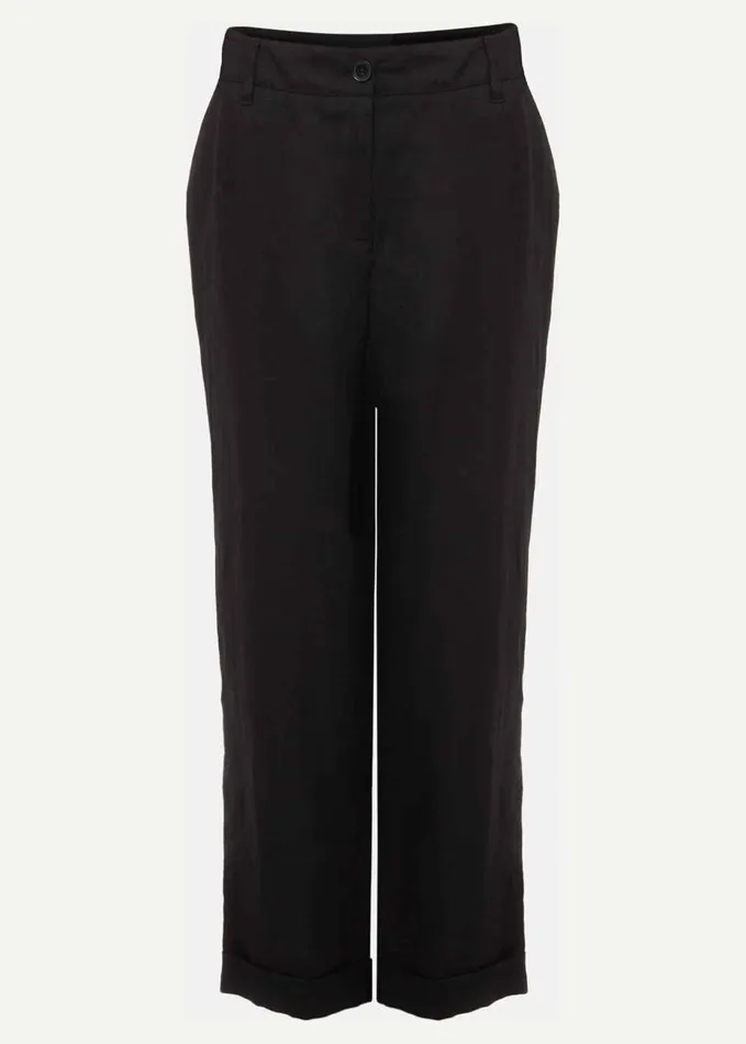 Phase Eight Klarra Black Linen Tapered Trousers Black Women Trousers
