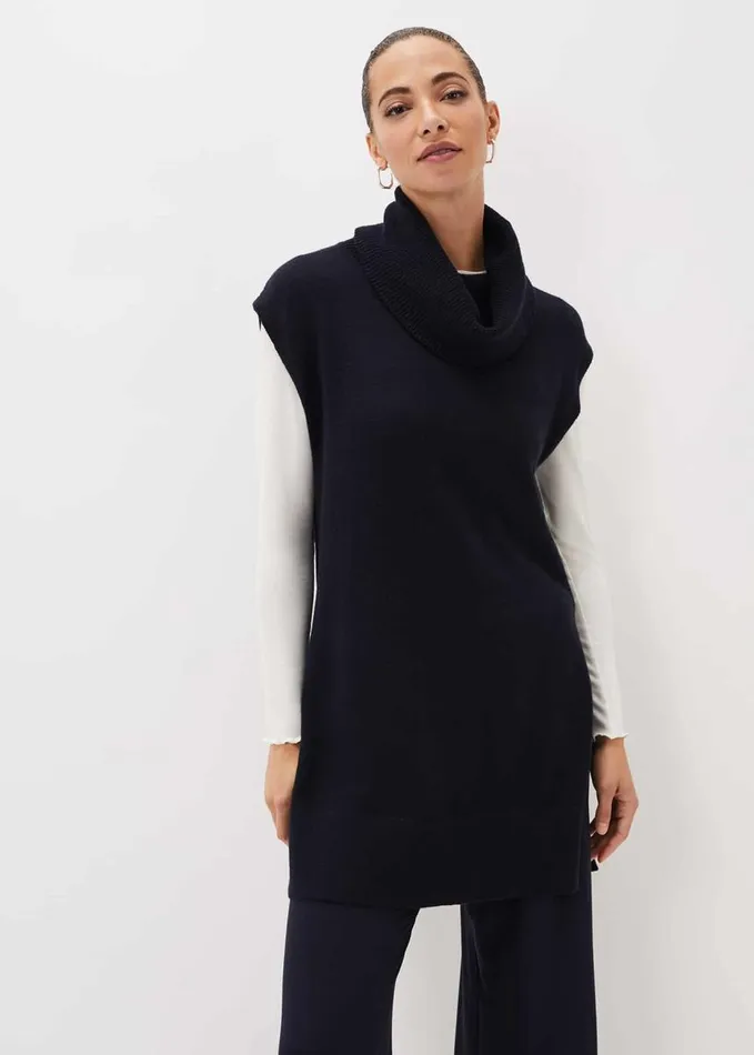 Phase Eight Kysa Knitted Sleeveless Tunic Navy Women Knitwear