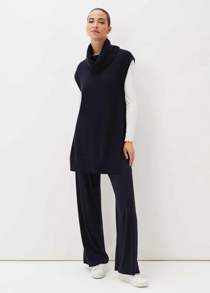 Phase Eight Kysa Knitted Sleeveless Tunic Navy Women Knitwear