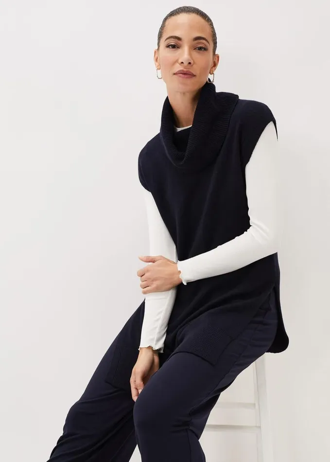 Phase Eight Kysa Knitted Sleeveless Tunic Navy Women Knitwear