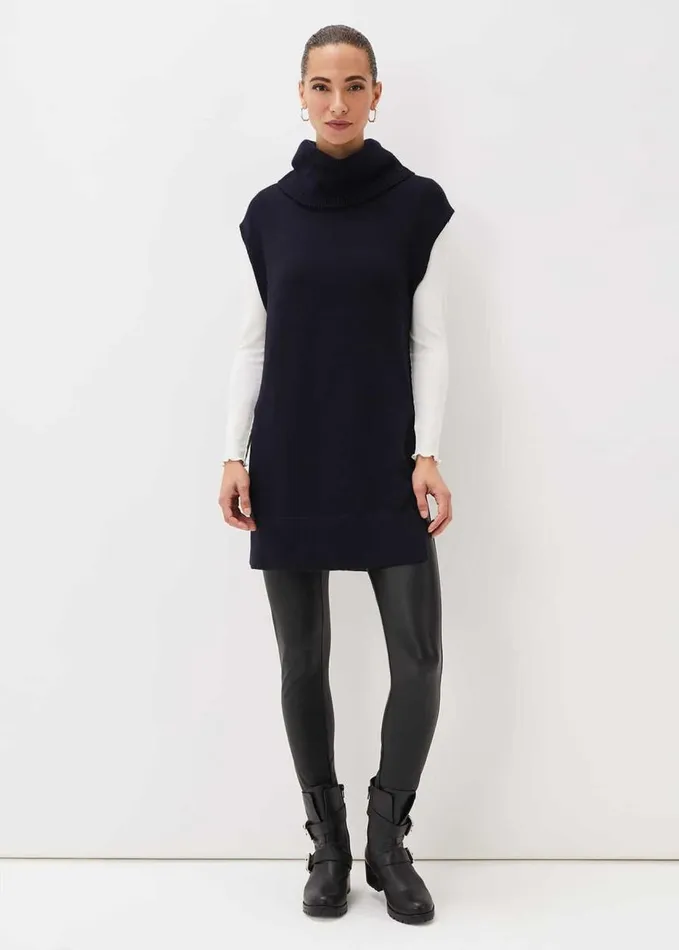 Phase Eight Kysa Knitted Sleeveless Tunic Navy Women Knitwear