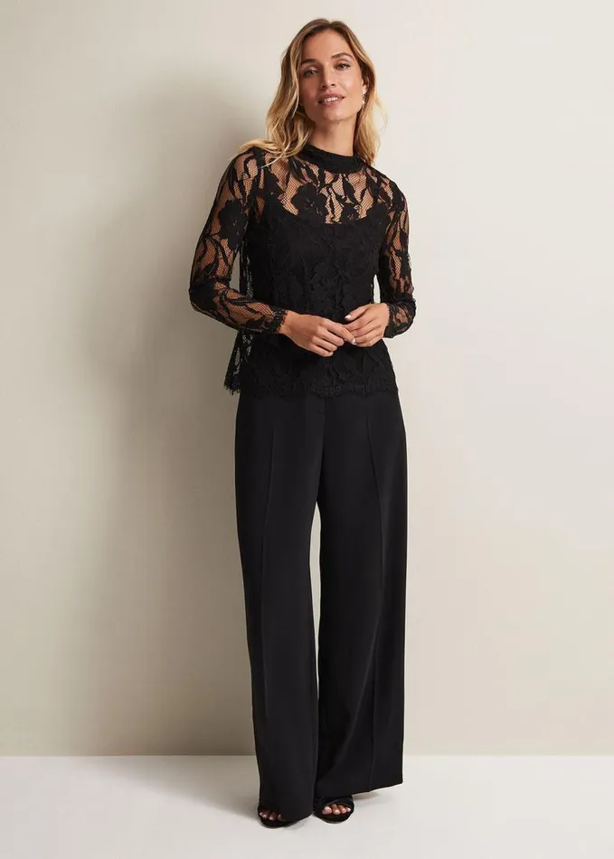 Phase Eight Lara Black Lace Top Black Women Tops and TShirts