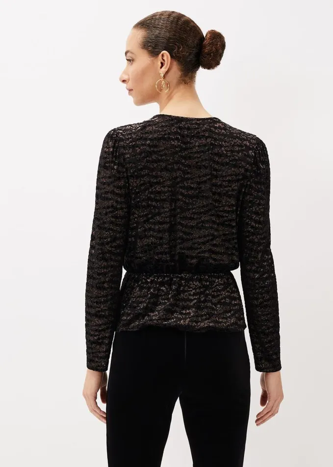 Phase Eight Lauren Animal Burnout Texture Top Black Women Tops and TShirts