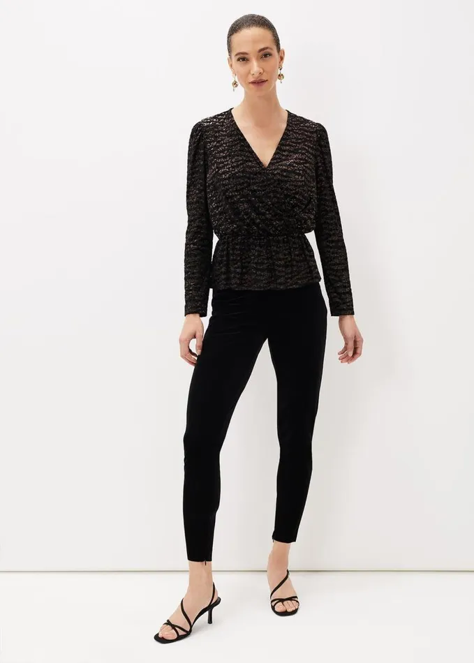 Phase Eight Lauren Animal Burnout Texture Top Black Women Tops and TShirts