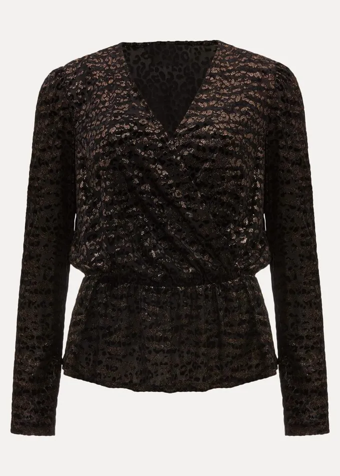 Phase Eight Lauren Animal Burnout Texture Top Black Women Tops and TShirts