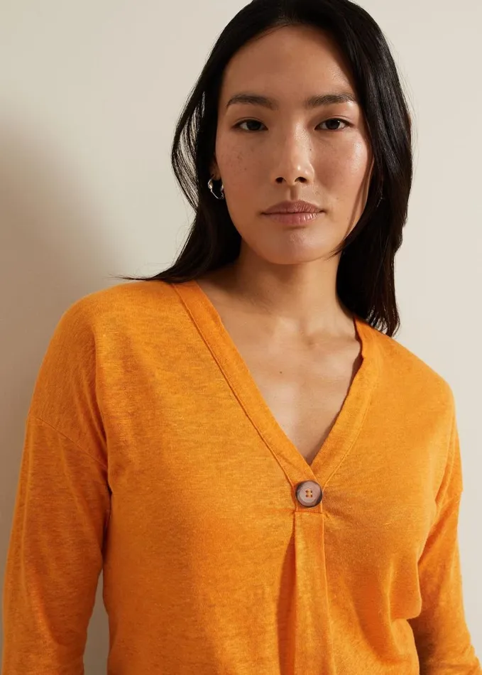 Phase Eight Leah Linen Top Orange Women Tops and TShirts