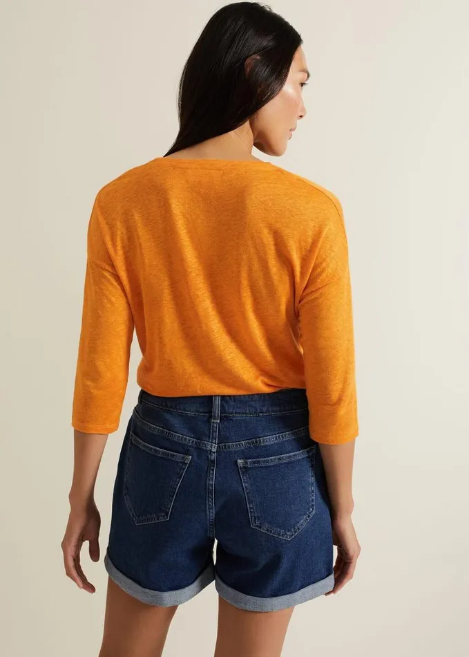 Phase Eight Leah Linen Top Orange Women Tops and TShirts