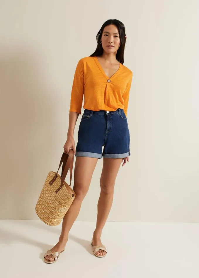 Phase Eight Leah Linen Top Orange Women Tops and TShirts
