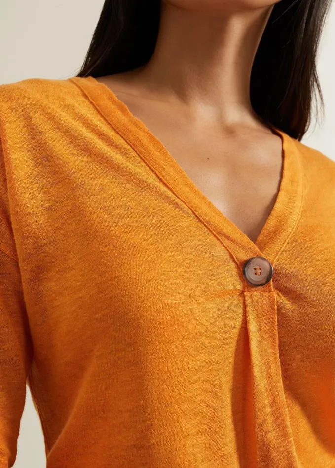 Phase Eight Leah Linen Top Orange Women Tops and TShirts