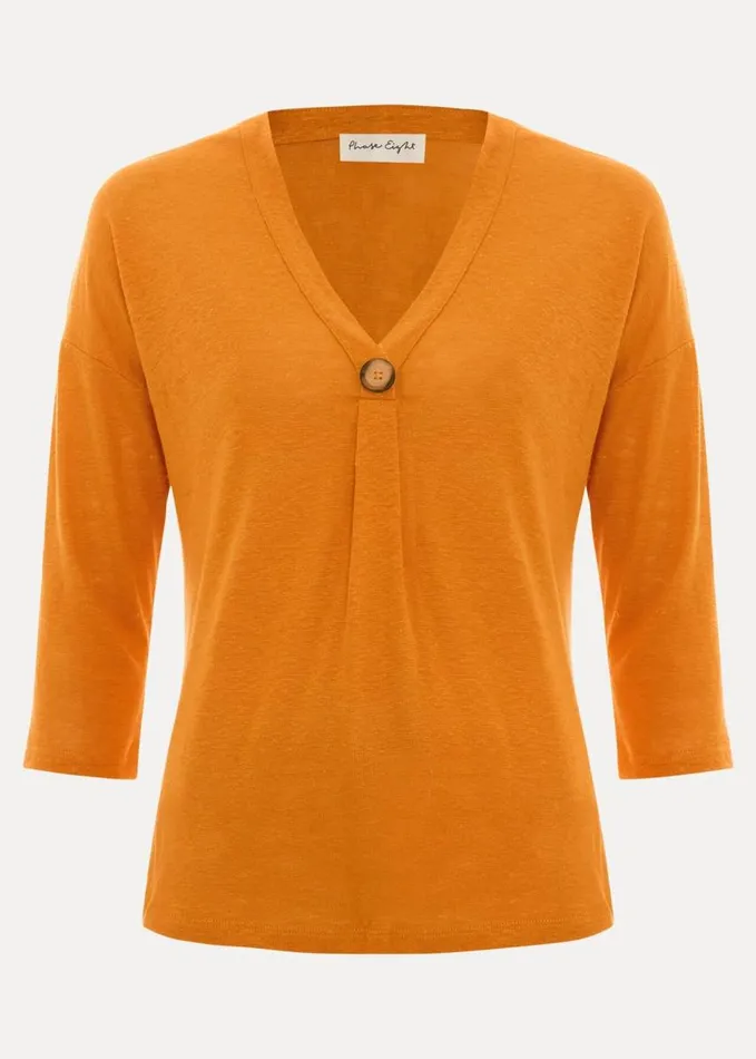 Phase Eight Leah Linen Top Orange Women Tops and TShirts