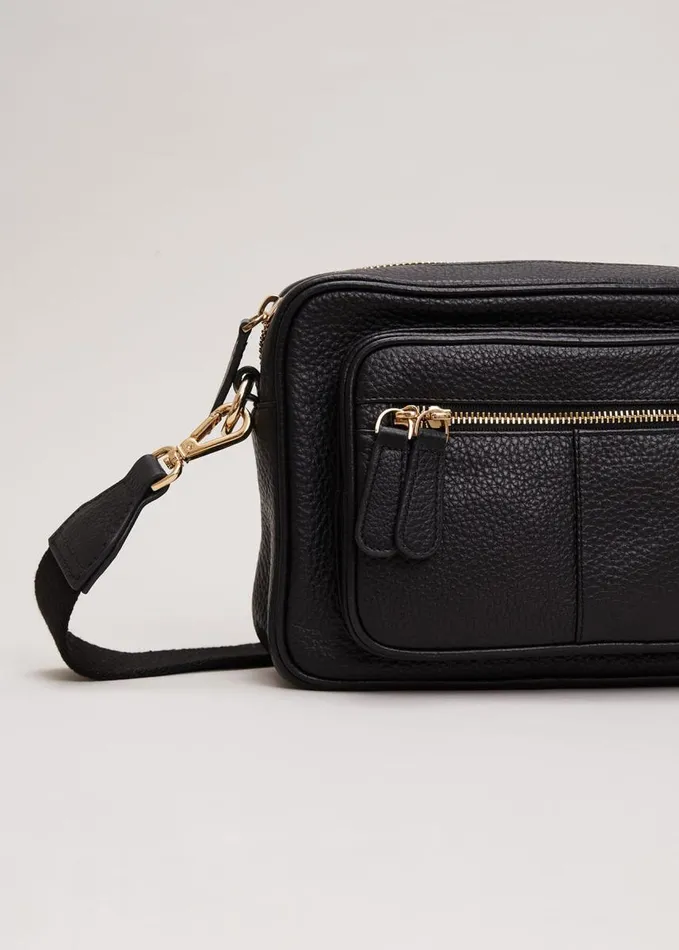 Phase Eight Leather Cross Body Bag Black Women Bags and Clutches