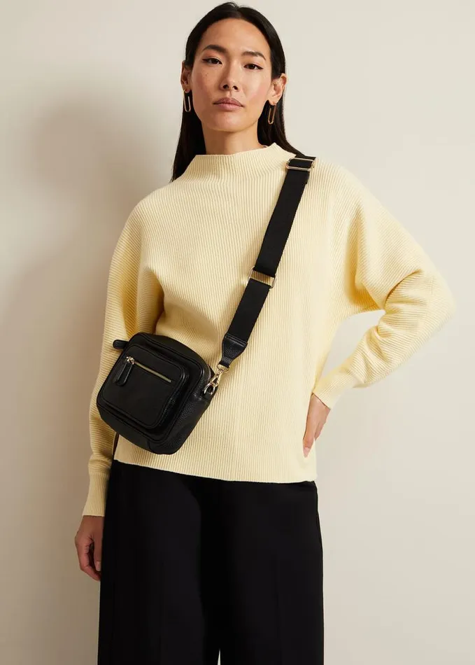 Phase Eight Leather Cross Body Bag Black Women Bags and Clutches