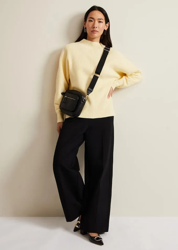 Phase Eight Leather Cross Body Bag Black Women Bags and Clutches