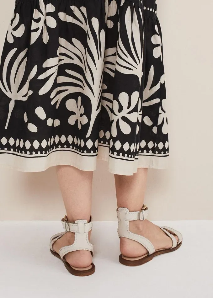 Phase Eight Leather Flat Sandals Cream Women Flats