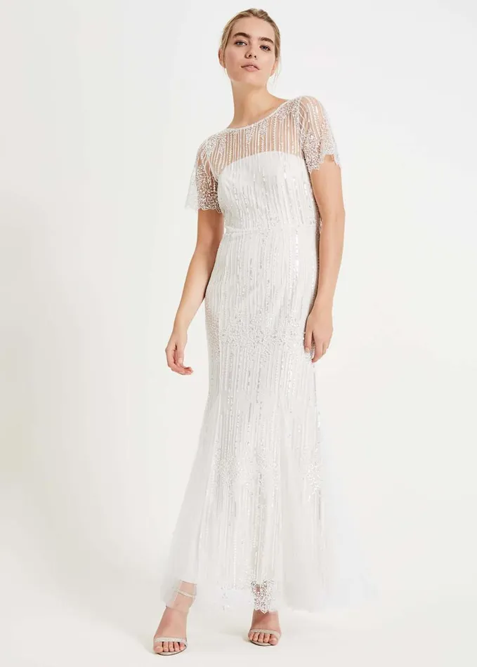 Phase Eight Leonora Sequin Bridal Dress Almond Women Dresses
