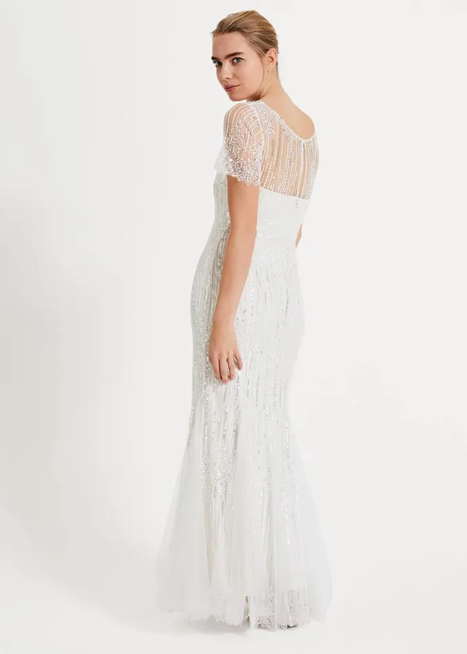 Phase Eight Leonora Sequin Bridal Dress Almond Women Dresses