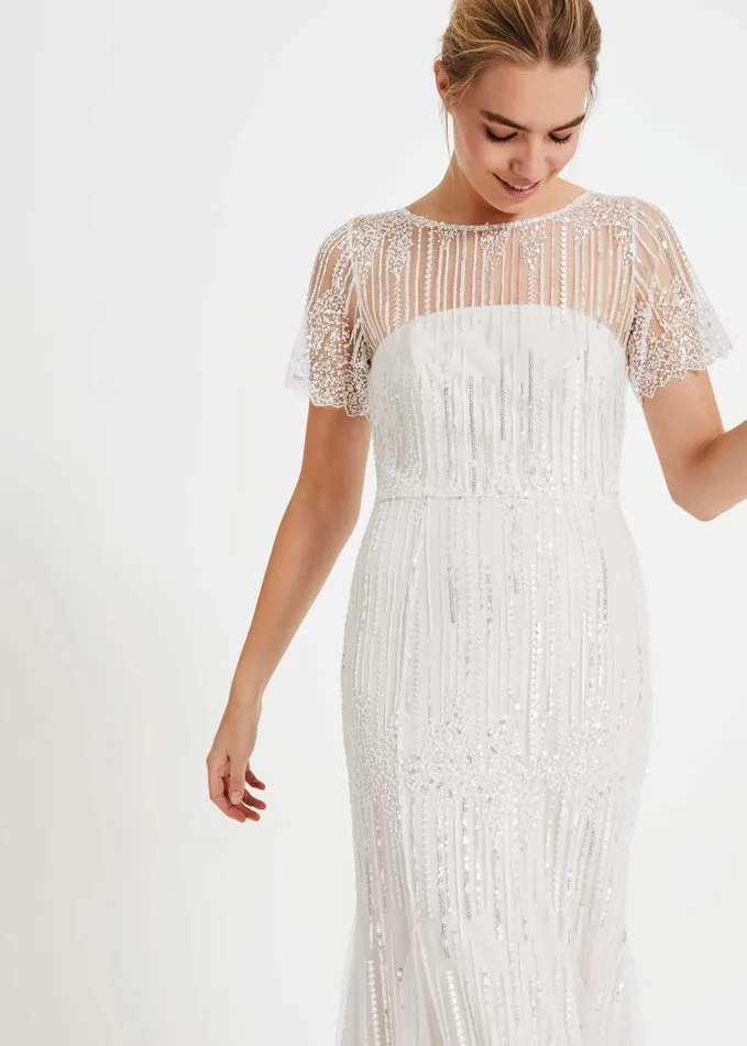 Phase Eight Leonora Sequin Bridal Dress Almond Women Dresses