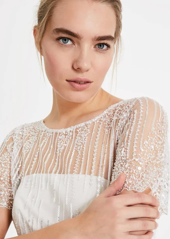 Phase Eight Leonora Sequin Bridal Dress Almond Women Dresses