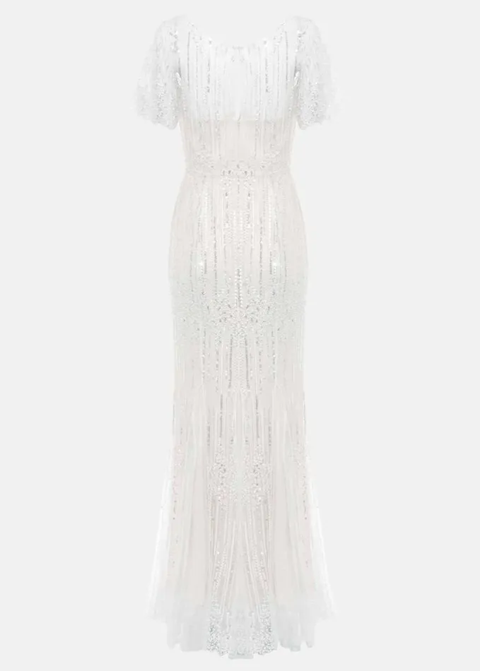Phase Eight Leonora Sequin Bridal Dress Almond Women Dresses