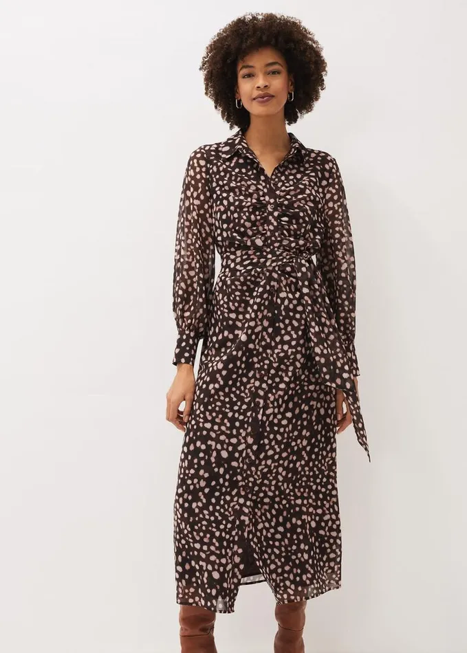 Phase Eight Libby Spot Print Midi Dress Pink Multi Women Dresses