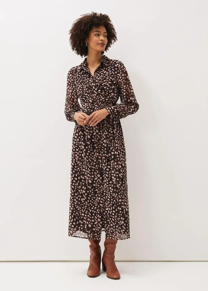 Phase Eight Libby Spot Print Midi Dress Pink Multi Women Dresses