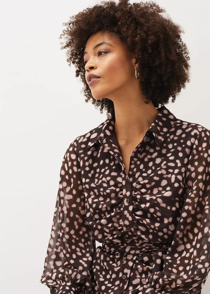 Phase Eight Libby Spot Print Midi Dress Pink Multi Women Dresses