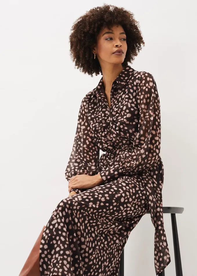 Phase Eight Libby Spot Print Midi Dress Pink Multi Women Dresses
