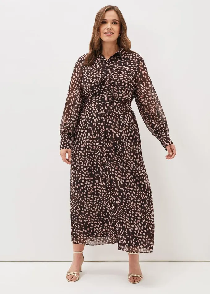 Phase Eight Libby Spot Print Midi Dress Pink Multi Women Dresses