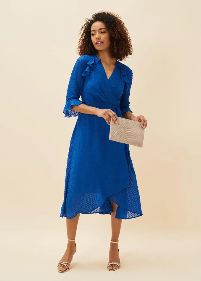 Phase Eight Lilibeth Wrap Midi Dress Capri Blue Women Dresses