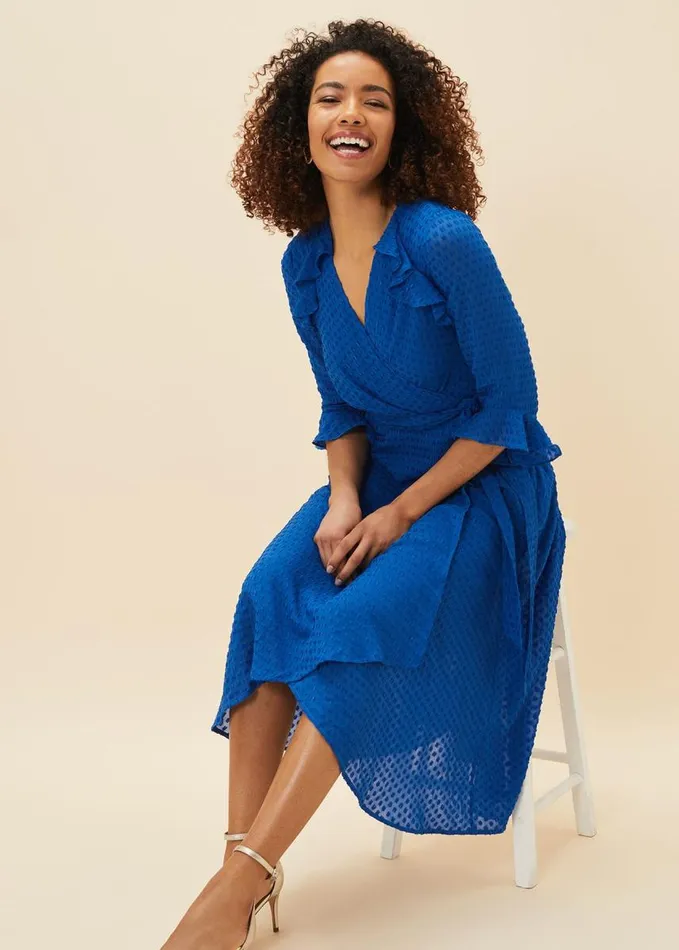 Phase Eight Lilibeth Wrap Midi Dress Capri Blue Women Dresses