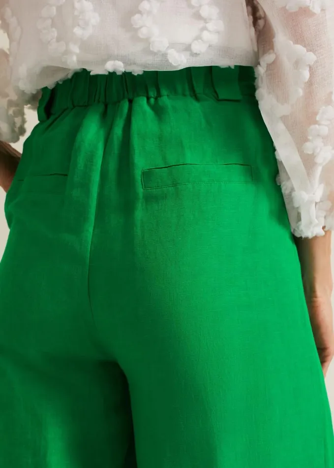 Phase Eight Lottie Linen Wide Leg Trousers Green Women Trousers