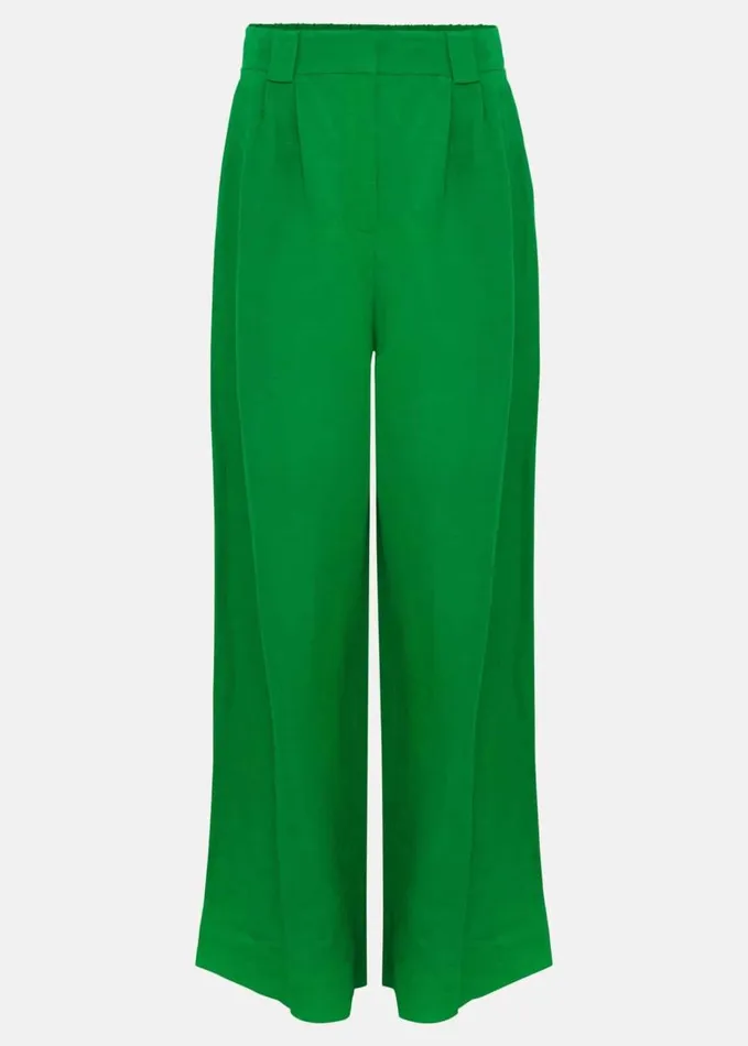 Phase Eight Lottie Linen Wide Leg Trousers Green Women Trousers