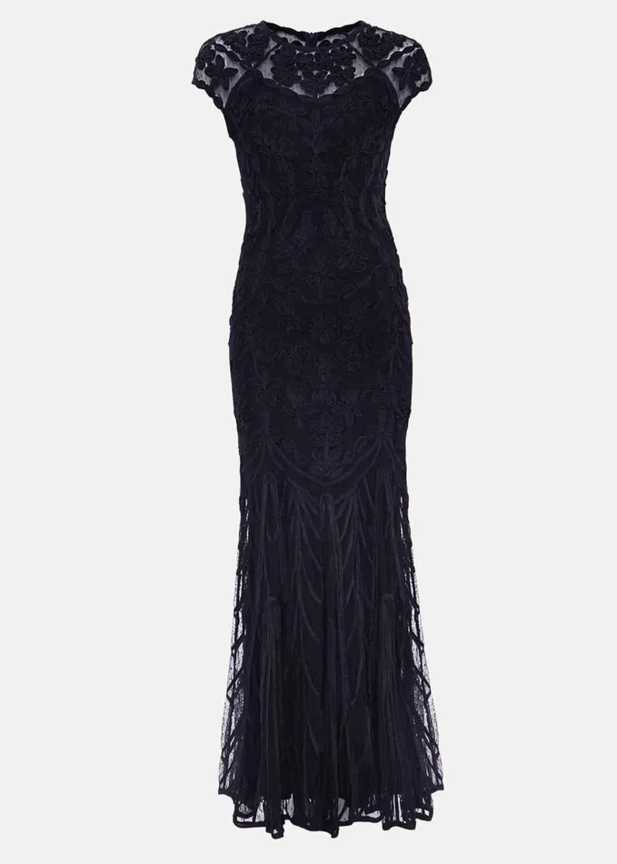 Phase Eight Luana Tapework Maxi Dress Navy Women Dresses