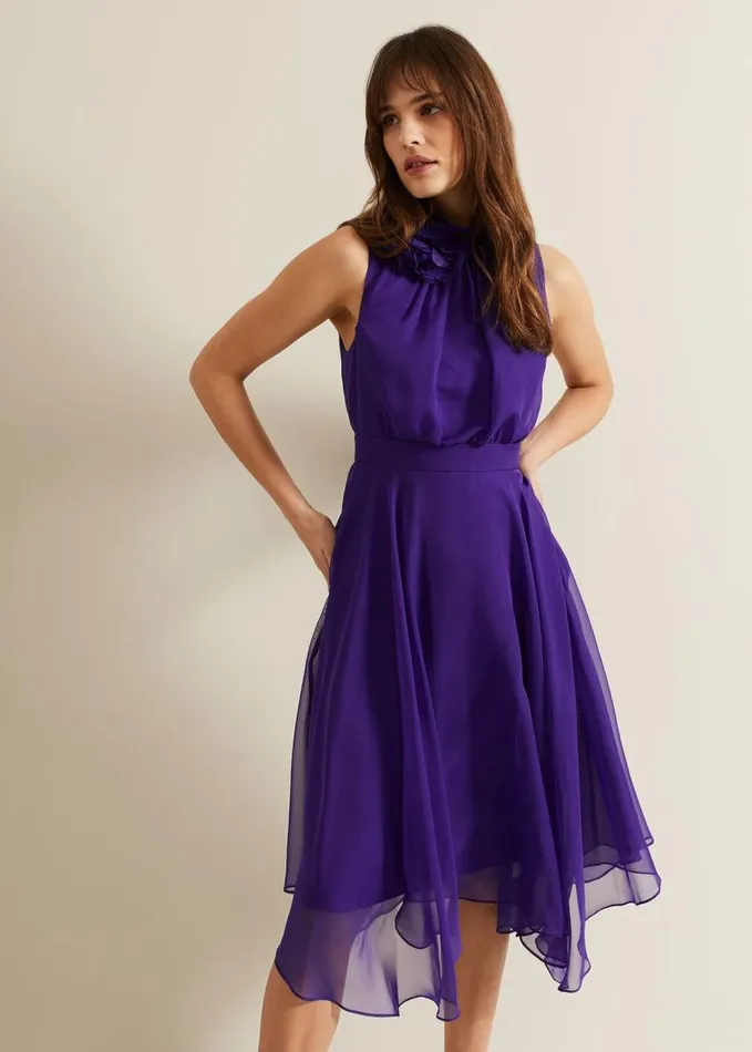 Phase Eight Lucinda Fit And Flare Dress Purple Women Dresses