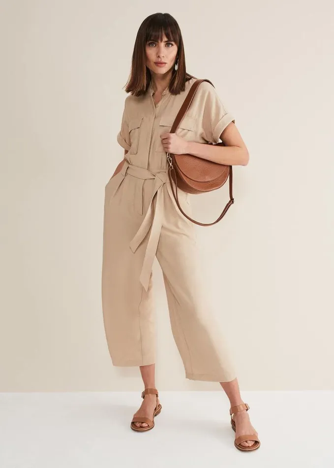 Phase Eight Lyla Stone Wide Leg Jumpsuit Stone Women Dresses