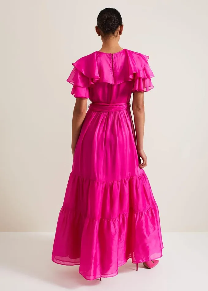 Phase Eight Mabelle Organza Maxi Dress Fuchsia Women Dresses