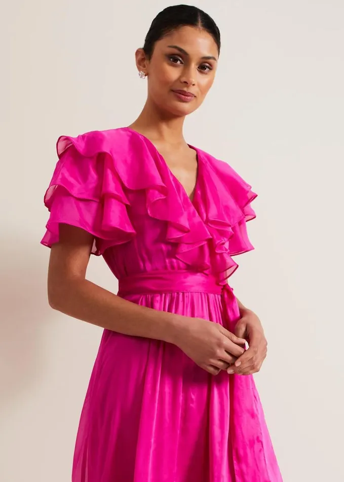 Phase Eight Mabelle Organza Maxi Dress Fuchsia Women Dresses