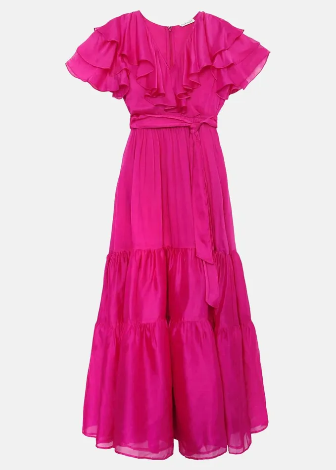 Phase Eight Mabelle Organza Maxi Dress Fuchsia Women Dresses