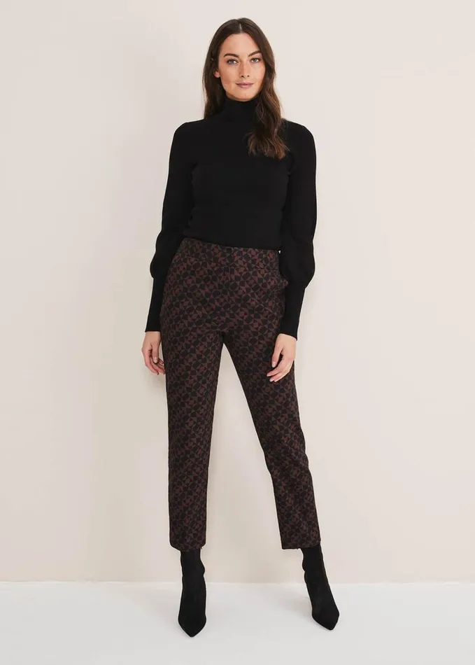 Phase Eight Mackenzie Geo Jacquard Tapered Trouser Blackchocolate Women Trousers
