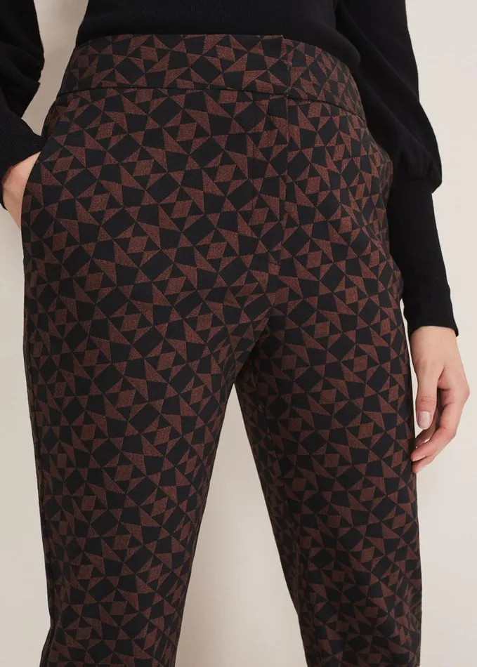 Phase Eight Mackenzie Geo Jacquard Tapered Trouser Blackchocolate Women Trousers