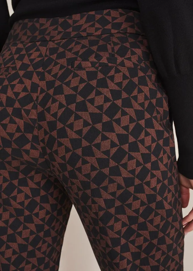 Phase Eight Mackenzie Geo Jacquard Tapered Trouser Blackchocolate Women Trousers