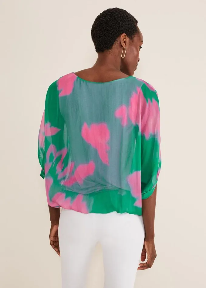 Phase Eight Madison Silk Blouse Greenpink Women Shirts and Blouses