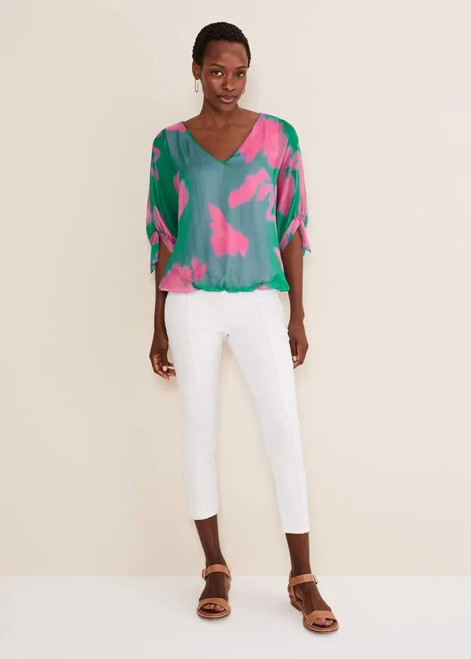 Phase Eight Madison Silk Blouse Greenpink Women Shirts and Blouses