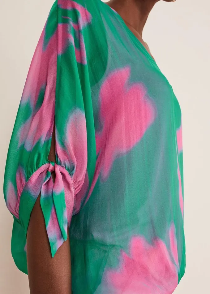 Phase Eight Madison Silk Blouse Greenpink Women Shirts and Blouses