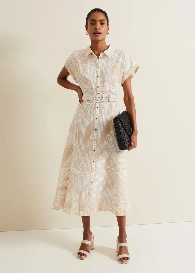 Phase Eight Mandi Abstract Stripe Shirt Dress Neutral Women Dresses