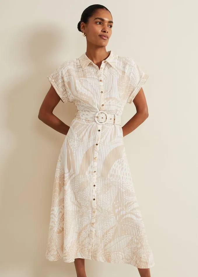 Phase Eight Mandi Abstract Stripe Shirt Dress Neutral Women Dresses
